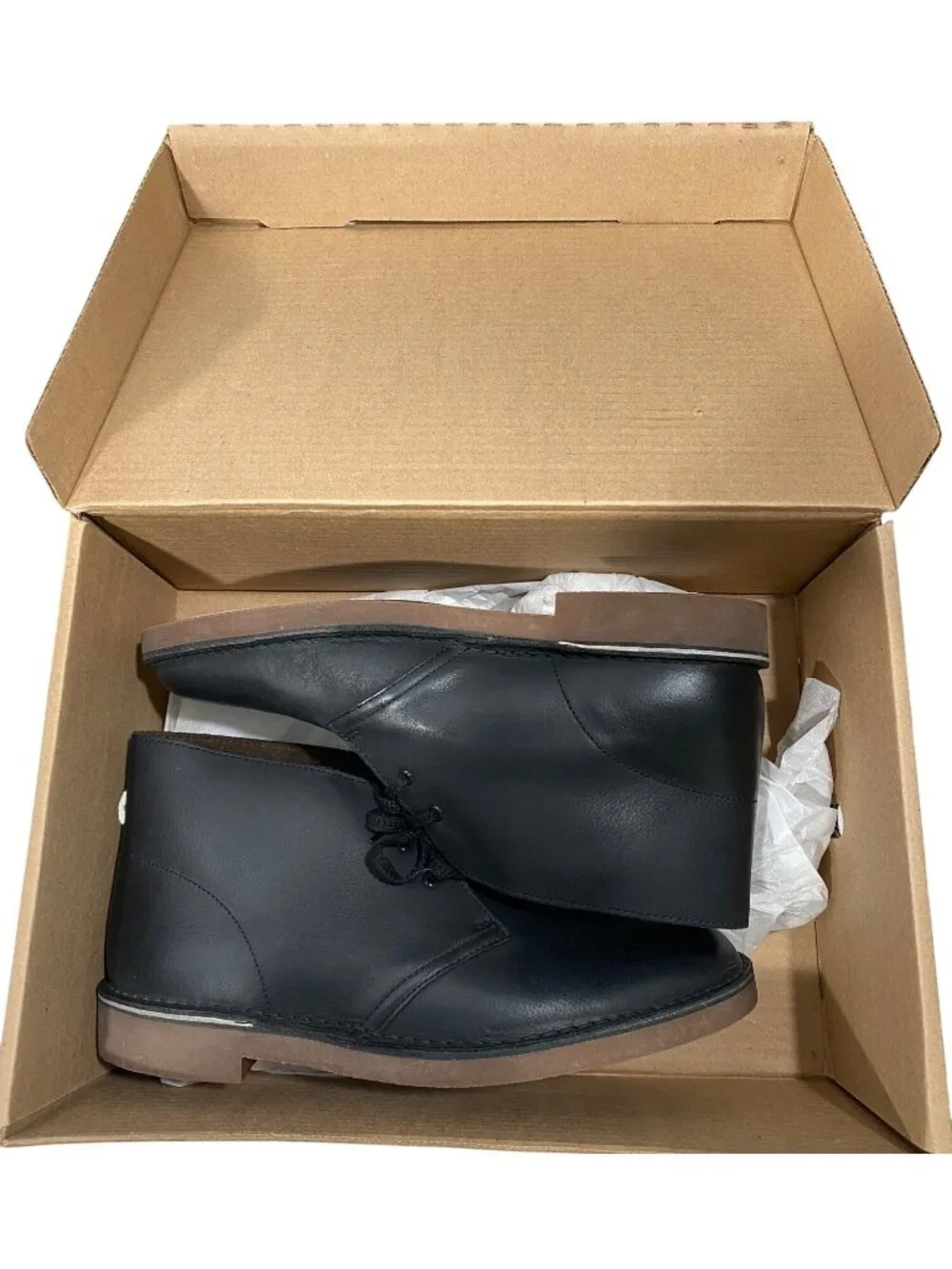 Clarks Mens Black Bushacre 2 Leather Desert Boots Size 11M Casual Lace-Up Shoes